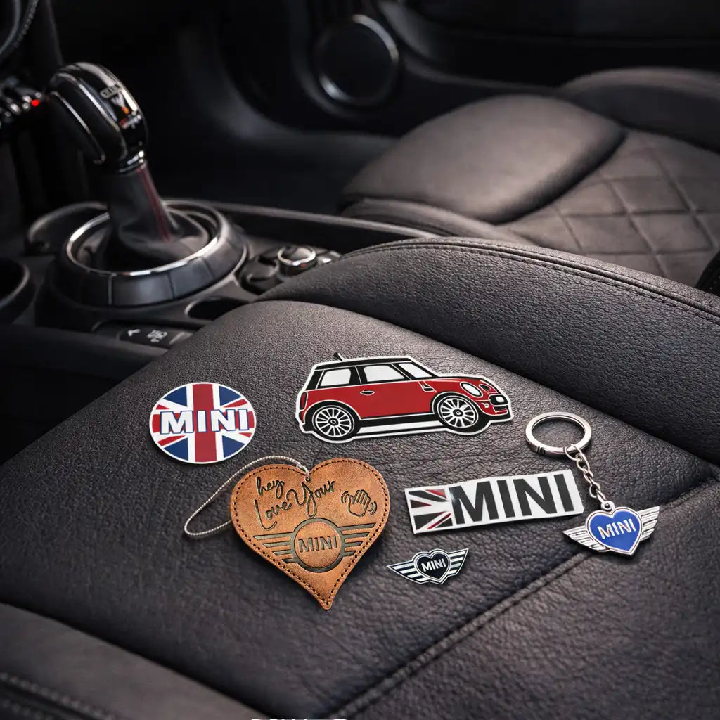 MINI Accessories on the seat of a MINI Cooper